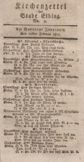 Kirchenzettel der Stadt Elbing, Nr. 9, 23 Februar 1817
