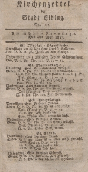 Kirchenzettel der Stadt Elbing, Nr. 15, 4 April 1817