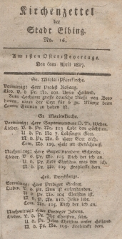 Kirchenzettel der Stadt Elbing, Nr. 16, 6 April 1817