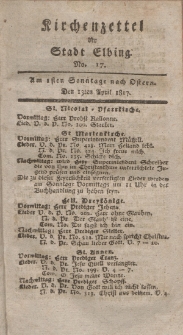 Kirchenzettel der Stadt Elbing, Nr. 17, 13 April 1817