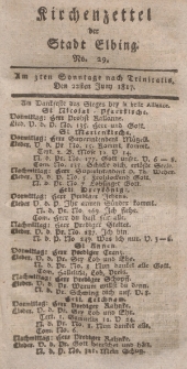 Kirchenzettel der Stadt Elbing, Nr. 29, 22 Juni 1817