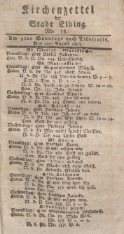 Kirchenzettel der Stadt Elbing, Nr. 35, 3 August 1817
