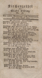 Kirchenzettel der Stadt Elbing, Nr. 36, 10 August 1817