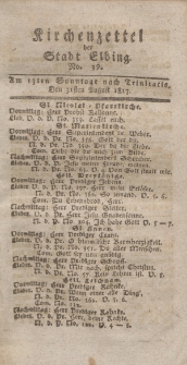 Kirchenzettel der Stadt Elbing, Nr. 39, 31 August 1817