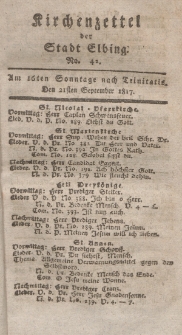 Kirchenzettel der Stadt Elbing, Nr. 42, 21 September 1817