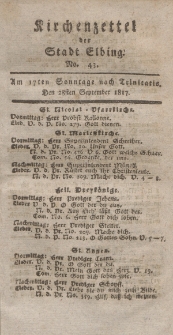 Kirchenzettel der Stadt Elbing, Nr. 43, 28 September 1817