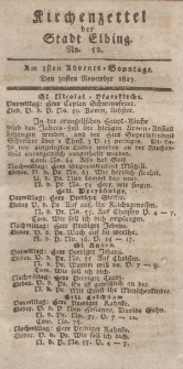 Kirchenzettel der Stadt Elbing, Nr. 52, 30 November 1817