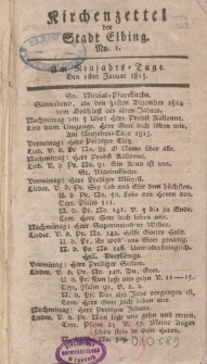 Kirchenzettel der Stadt Elbing, Nr. 1, 1 Januar 1815