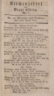 Kirchenzettel der Stadt Elbing, Nr. 3, 15 Januar 1815