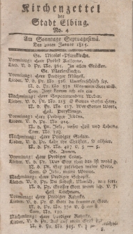 Kirchenzettel der Stadt Elbing, Nr. 4, 22 Januar 1815