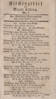 Kirchenzettel der Stadt Elbing, Nr. 4, 22 Januar 1815