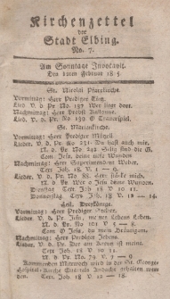 Kirchenzettel der Stadt Elbing, Nr. 7, 12 Februar 1815