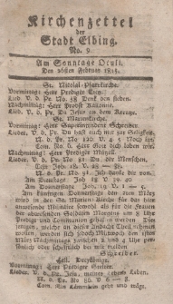 Kirchenzettel der Stadt Elbing, Nr. 9, 26 Februar 1815