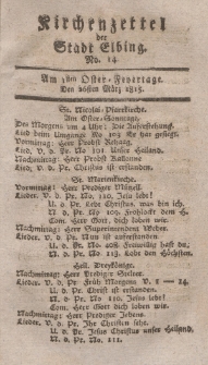 Kirchenzettel der Stadt Elbing, Nr. 14, 26 März 1815
