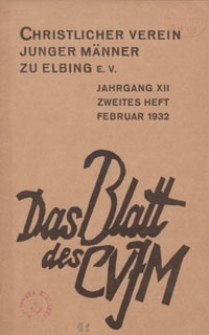 Das Blatt des CVJM, H. 2, Jahrgang XII