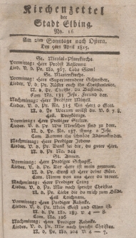 Kirchenzettel der Stadt Elbing, Nr. 16, 9 April 1815