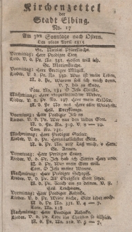 Kirchenzettel der Stadt Elbing, Nr. 17, 16 April 1815