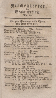 Kirchenzettel der Stadt Elbing, Nr. 20, 30 April 1815