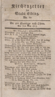 Kirchenzettel der Stadt Elbing, Nr. 22, 7 Mai 1815