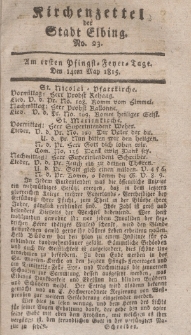 Kirchenzettel der Stadt Elbing, Nr. 23, 14 Mai 1815