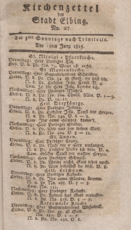Kirchenzettel der Stadt Elbing, Nr. 27, 11 Juni 1815
