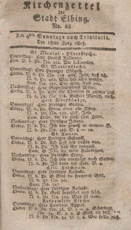 Kirchenzettel der Stadt Elbing, Nr. 28, 18 Juni 1815