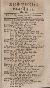 Kirchenzettel der Stadt Elbing, Nr. 31, 9 Juli 1815