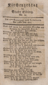Kirchenzettel der Stadt Elbing, Nr. 34, 30 Juli 1815