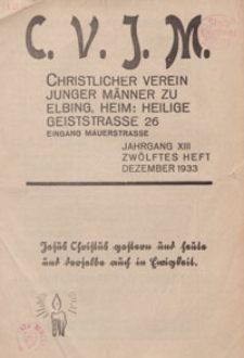 Das Blatt des CVJM, H. 12, Jahrgang XIII