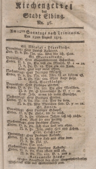 Kirchenzettel der Stadt Elbing, Nr. 36, 13 August 1815