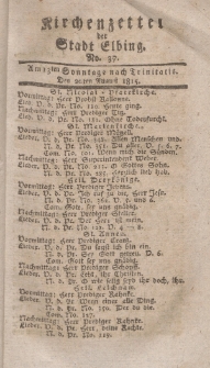 Kirchenzettel der Stadt Elbing, Nr. 37, 20 August 1815