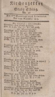 Kirchenzettel der Stadt Elbing, Nr. 40, 10 September 1815