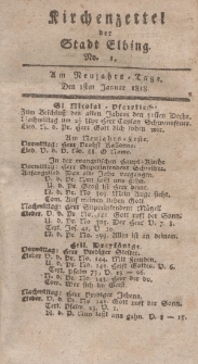 Kirchenzettel der Stadt Elbing, Nr. 1, 1 Januar 1818
