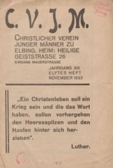 Das Blatt des CVJM, H. 11, Jahrgang XIII