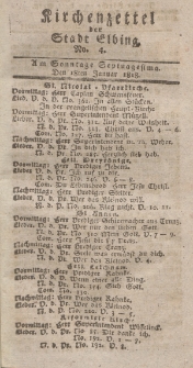 Kirchenzettel der Stadt Elbing, Nr. 4, 18 Januar 1818