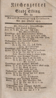 Kirchenzettel der Stadt Elbing, Nr. 44, 8 Oktober 1815