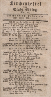 Kirchenzettel der Stadt Elbing, Nr. 12, 15 März 1818