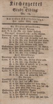 Kirchenzettel der Stadt Elbing, Nr. 14, 22 März 1818