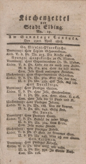 Kirchenzettel der Stadt Elbing, Nr. 19, 19 April 1818
