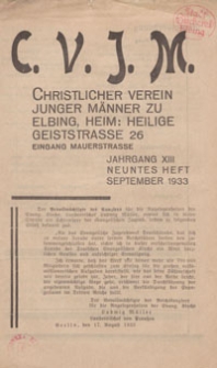 Das Blatt des CVJM, H. 9, Jahrgang XIII