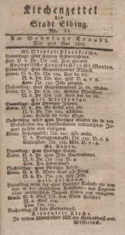 Kirchenzettel der Stadt Elbing, Nr. 22, 3 Mai 1818