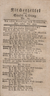 Kirchenzettel der Stadt Elbing, Nr. 25, 24 Mai 1818