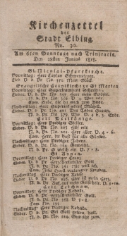 Kirchenzettel der Stadt Elbing, Nr. 30, 28 Juni 1818