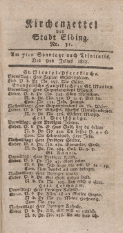 Kirchenzettel der Stadt Elbing, Nr. 31, 5 Juli 1818