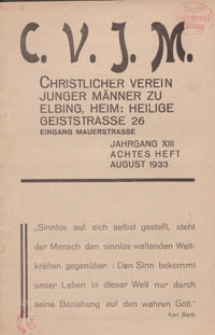 Das Blatt des CVJM, H. 8, Jahrgang XIII