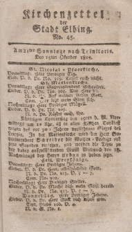 Kirchenzettel der Stadt Elbing, Nr. 45, 15 Oktober 1815