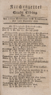 Kirchenzettel der Stadt Elbing, Nr. 41, 13 September 1818