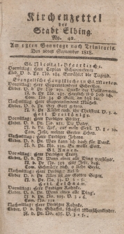 Kirchenzettel der Stadt Elbing, Nr. 42, 20 September 1818
