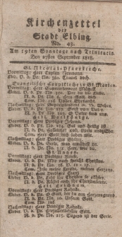 Kirchenzettel der Stadt Elbing, Nr. 43, 27 September 1818