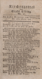 Kirchenzettel der Stadt Elbing, Nr. 47, 25 Oktober 1818